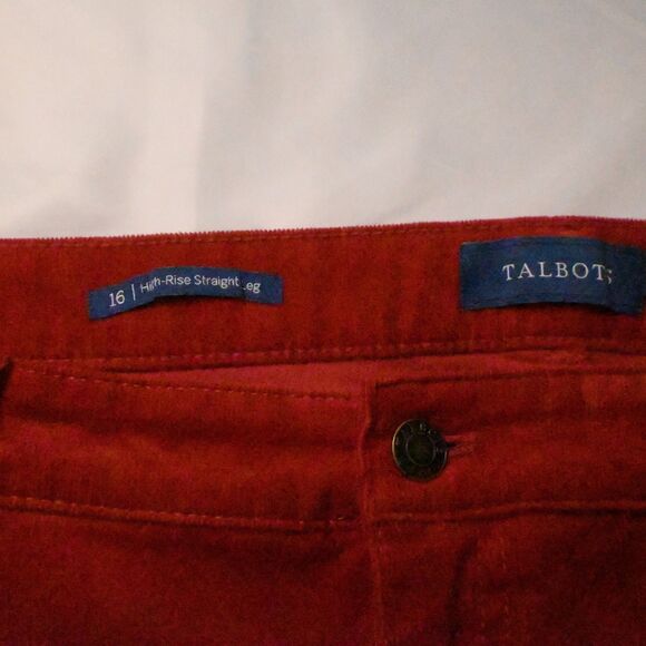 Talbots Womens 16 40x31 Red High Rise Straight Leg Corduroy Jeans Pants - Picture 6 of 7